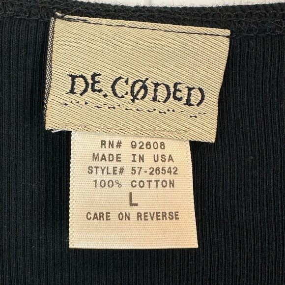 Vintage Decoded Black Babydoll Top Lace Ribbed Size L - Picture 5 of 9